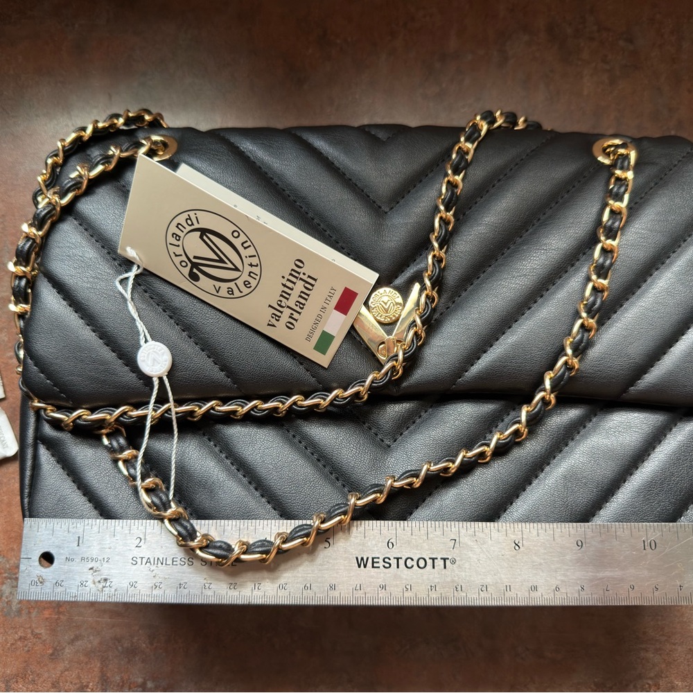 Valentino Black Chevron Shoulder Bag - Picture 8 of 9